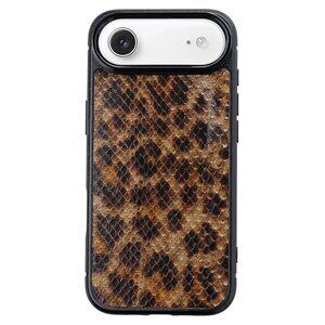 Python Snake Scales iPhone 17 Air Leather Case – Black Gold